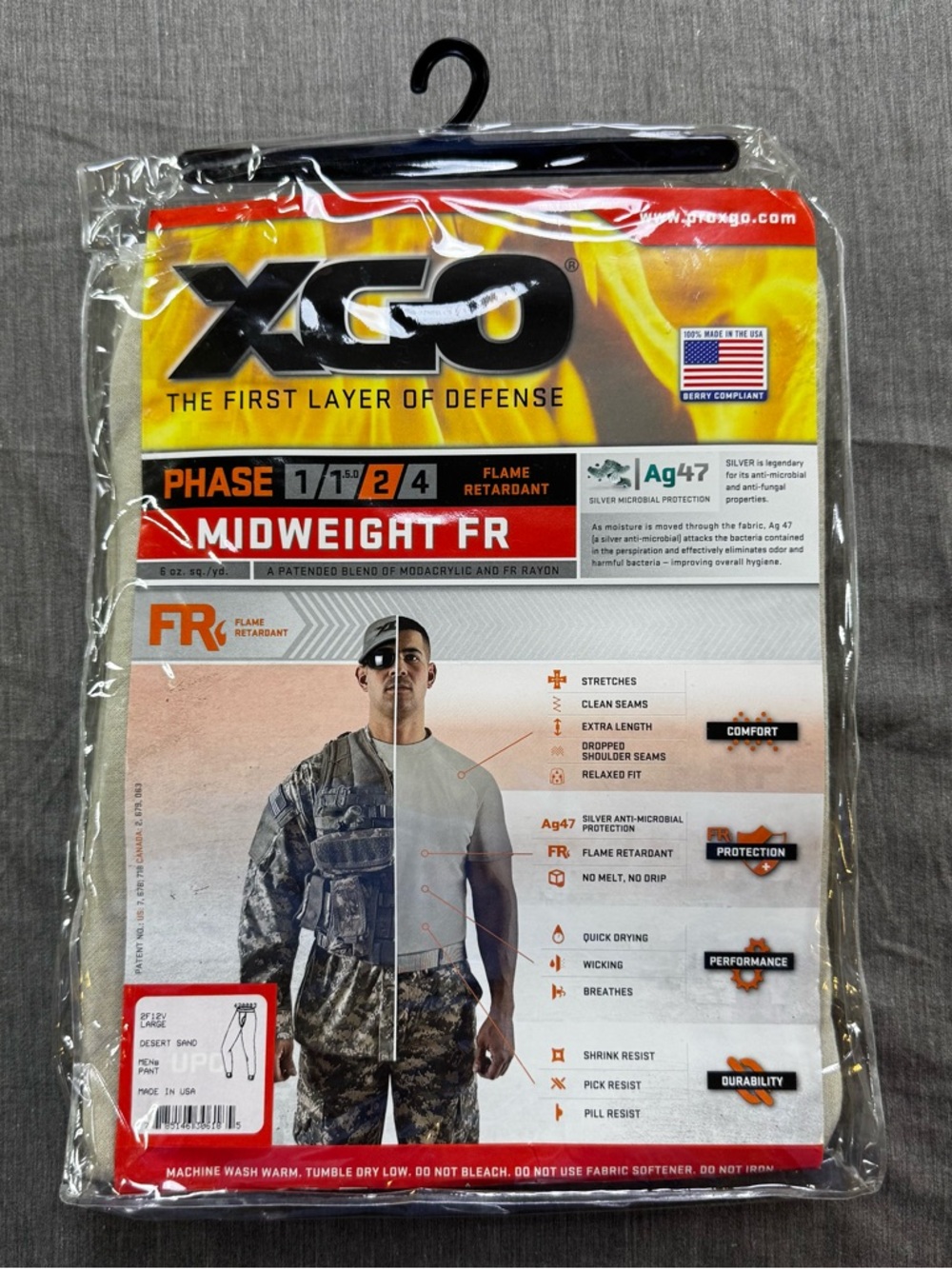 NEW XGO Flame Retardant Pants Size Large Phase 2 Midweight FR  2F12V Desert Sand